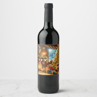 Étiquette Pour Bouteilles De Vin Soir de Noël cosy