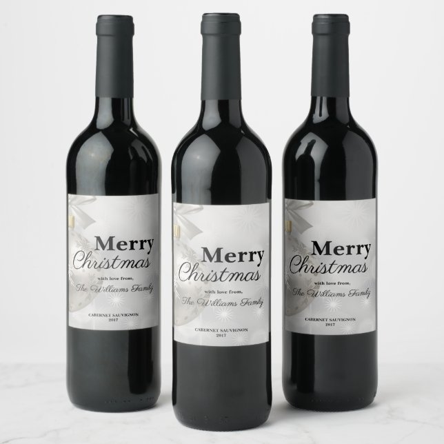 Étiquette Pour Bouteilles De Vin Soirée de Noël blanc élégant (Bouteilles)