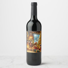 Étiquette Pour Bouteilles De Vin Soirée de Noël confortable