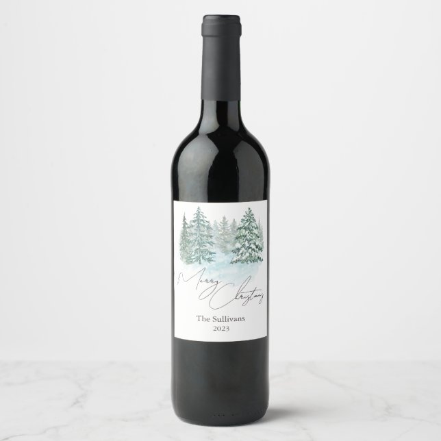 Étiquette Pour Bouteilles De Vin Soirée des Pins de Noël (Devant)