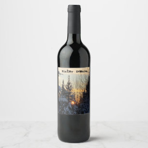 Étiquette Pour Bouteilles De Vin Soirée d'hiver Forêt des neiges crépuscule Nuit So