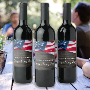 Étiquette Pour Bouteilles De Vin Soldat Partir Parti États-Unis Drapeau Militaire