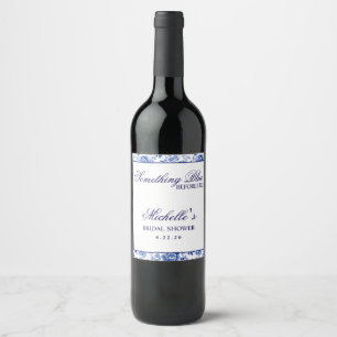 Étiquette Pour Bouteilles De Vin Something Blue Before I Do Floral Bridal Shower