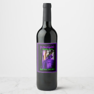 Étiquette Pour Bouteilles De Vin Sorcière violette d'Halloween
