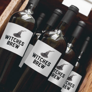 Étiquette Pour Bouteilles De Vin Sorcières brasser   Bonne Halloween   Casquette de