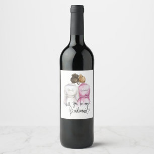 Étiquette Pour Bouteilles De Vin Soyez mon... ? Dk Br Bun Bride Dk Bl Bun Maid Étiq