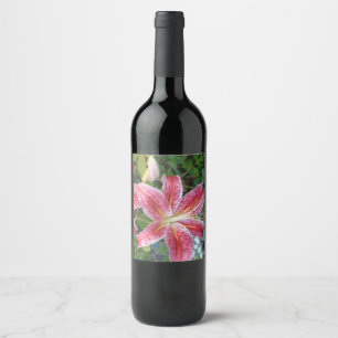 Étiquette Pour Bouteilles De Vin Stargazer Lilies Jardin Floral