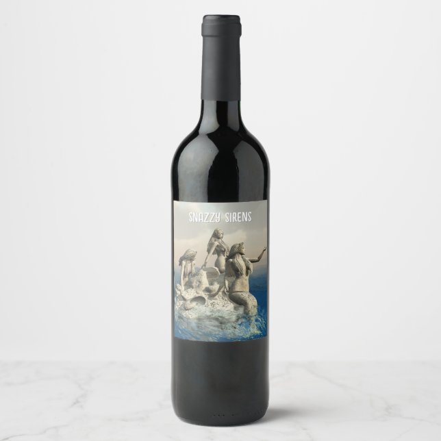 Étiquette Pour Bouteilles De Vin Statue de sirènes. Personnalisé (Devant)