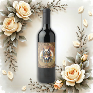 Étiquette Pour Bouteilles De Vin Steampunk Anubis Fox Portrait