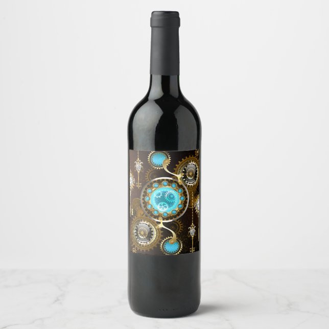 Étiquette Pour Bouteilles De Vin Steampunk Rusty Background (Devant)