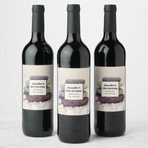 Étiquette Pour Bouteilles De Vin Stones empilées Méditative Caire Anniversaire