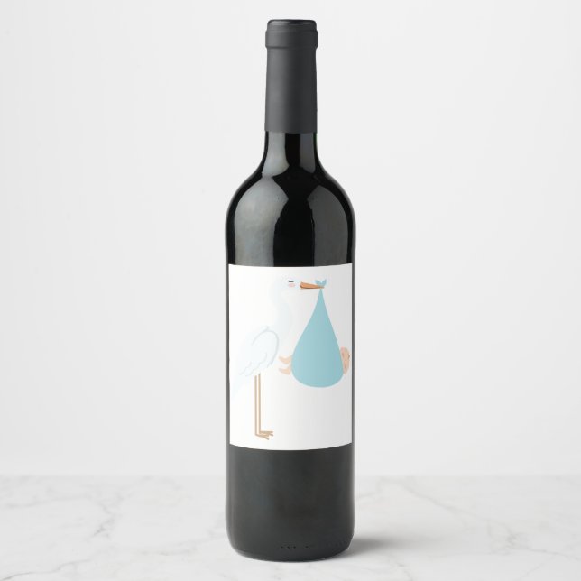 Étiquette Pour Bouteilles De Vin Stork Baby (Devant)