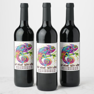 Étiquette Pour Bouteilles De Vin Style d'aquarelle des teintures Chameleon
