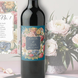 Étiquette Pour Bouteilles De Vin Style de régence monogrammed Regencycore ère