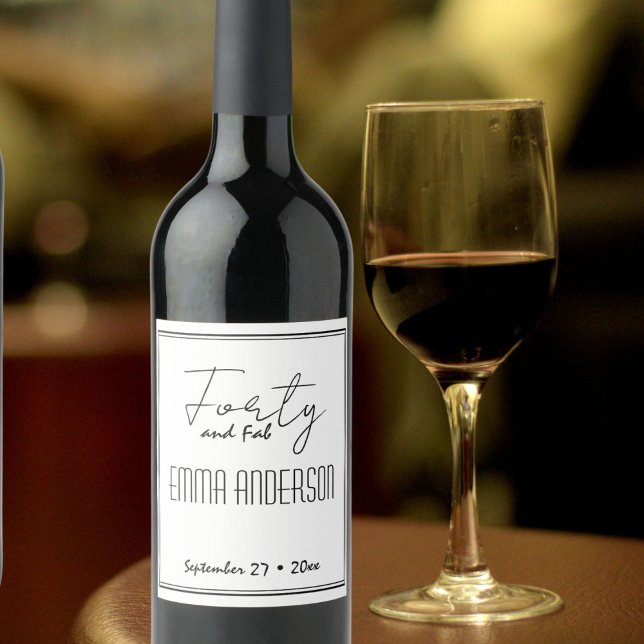 Étiquette Pour Bouteilles De Vin Style minimaliste moderne Texte personnalisé Cadre (Créateur téléchargé)