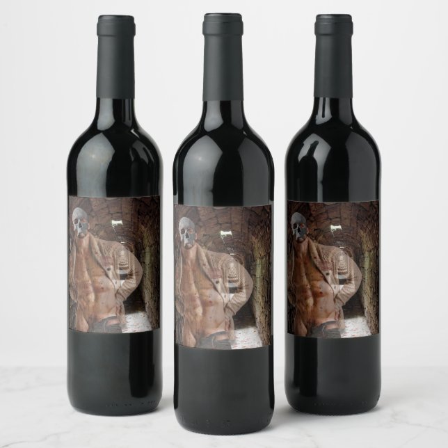 Étiquette Pour Bouteilles De Vin Stylo à fantôme musclé de Slippery Joe (Bouteilles)