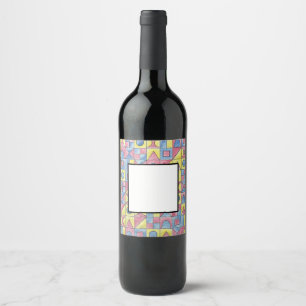 Étiquette Pour Bouteilles De Vin Sudoku One-Modern Bauhaus aquarelle géométrique Ar