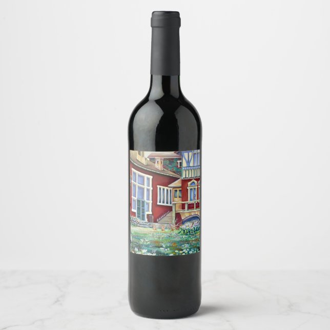 Étiquette Pour Bouteilles De Vin Suède, Paysage Traditionnel (Devant)