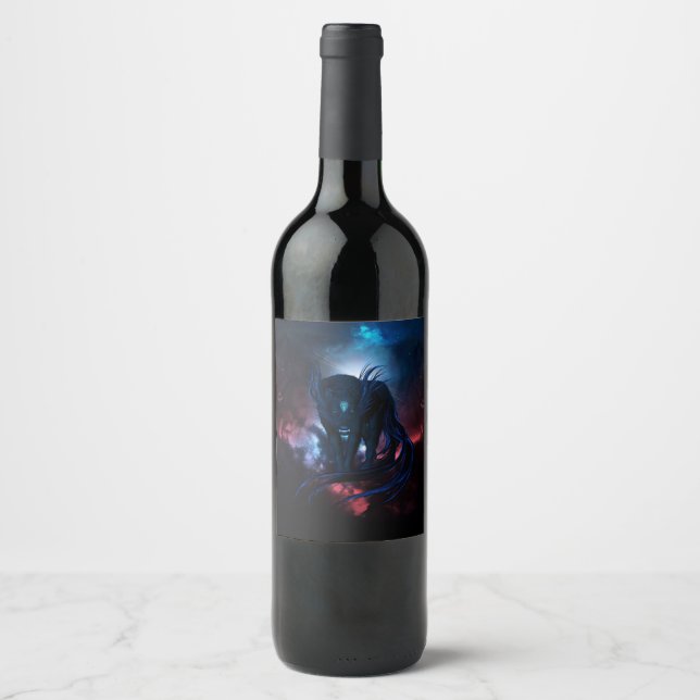 Étiquette Pour Bouteilles De Vin Super loups imaginaire foncé (Devant)
