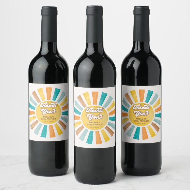 Étiquette Pour Bouteilles De Vin Super Retro Sunshine Boy Baby shower Faveurs (Bouteilles)