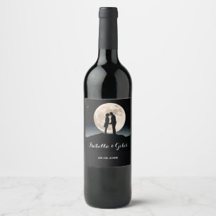 Étiquette Pour Bouteilles De Vin Sur la Lune et la nuit étoilée