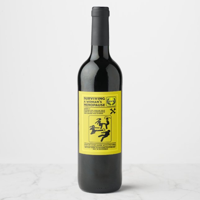 Étiquette Pour Bouteilles De Vin Survivre À La Ménopause (Devant)