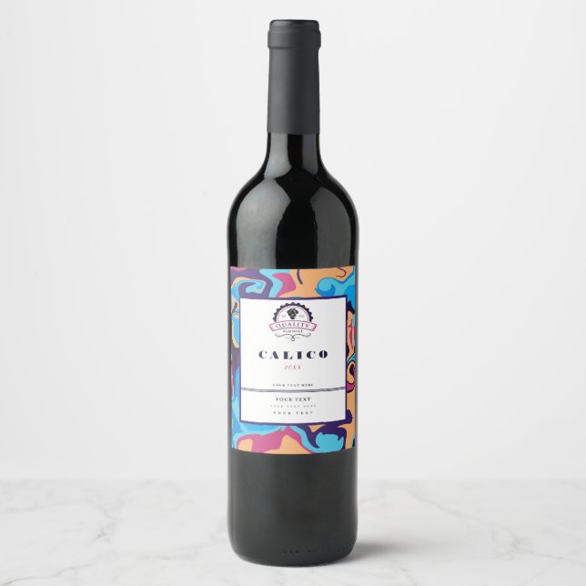 Étiquette Pour Bouteilles De Vin Swirl moderne (Devant)