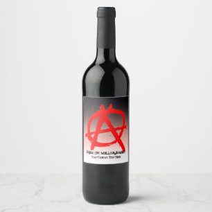 Étiquette Pour Bouteilles De Vin Symbole d'anarchie rouge grungy