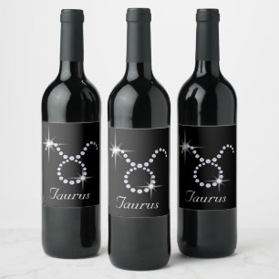 Étiquette Pour Bouteilles De Vin SYMBOLE DU Taurus Diamant Étincelant