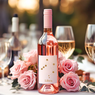 Étiquette Pour Bouteilles De Vin Symbole moderne Zodiac Gold Libra Air de l'éléme