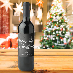 Étiquette Pour Bouteilles De Vin Tableau de bord personnalisé   Joyeux Noël