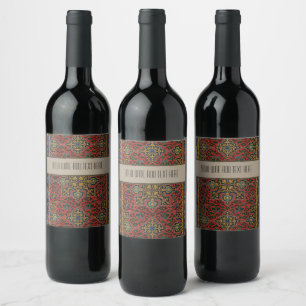Étiquette Pour Bouteilles De Vin Tapisserie de tapis persan rouge bleu classique