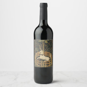 Étiquette Pour Bouteilles De Vin Tapisseries Unicorne Captivité Tapisserie médiéval