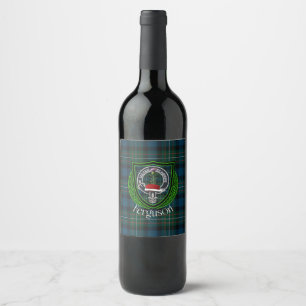 Étiquette Pour Bouteilles De Vin Tartan et blason du clan écossais Ferguson