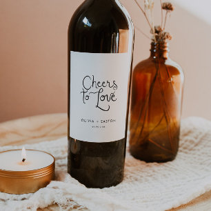 Étiquette Pour Bouteilles De Vin Tchin à l'amour mariage écriture manuscrite fantai