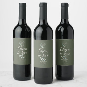 Étiquette Pour Bouteilles De Vin Tchin à l'amour Mariage Eucalyptus
