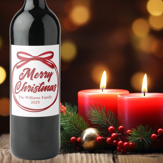 Étiquette Pour Bouteilles De Vin Tenue Chic de Fête de Noël Personnalisée avec Écri (Créateur téléchargé)