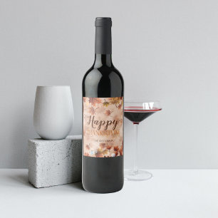 Étiquette Pour Bouteilles De Vin Terre Rustique Chaude Feuilles d'Automne Action de