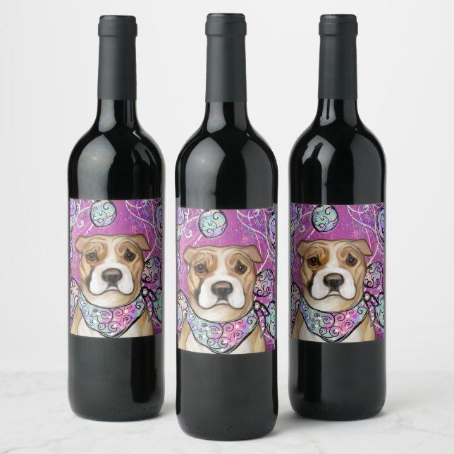 ÉTIQUETTE POUR BOUTEILLES DE VIN TERRIER AMÉRICAIN DU STAFFORDSHIRE (Bouteilles)