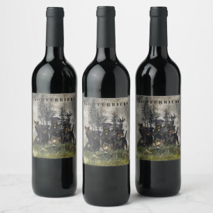 Étiquette Pour Bouteilles De Vin Terrier de chasse allemand (Jagdterrier)