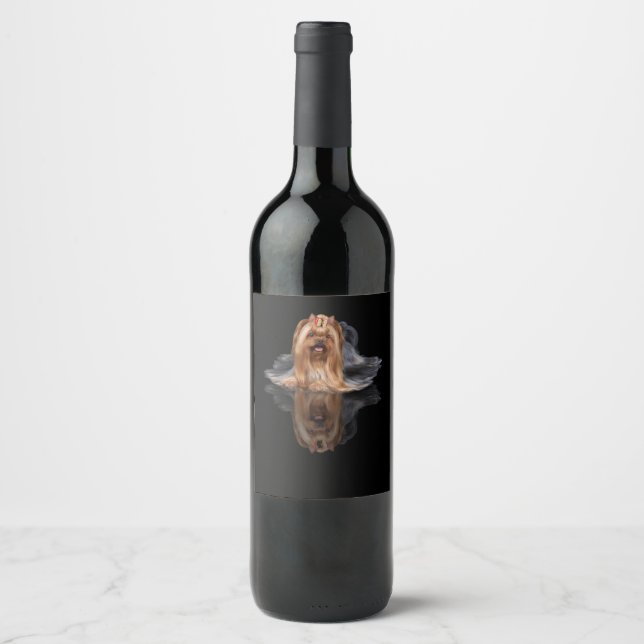 Étiquette Pour Bouteilles De Vin Terrier noir du Yorkshire (Devant)