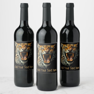 Étiquette Pour Bouteilles De Vin Tête d'attaque du léopard