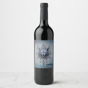 Étiquette Pour Bouteilles De Vin Tête de loup mystique.