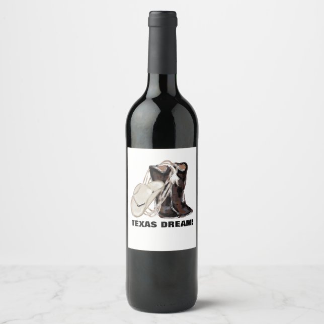 ÉTIQUETTE POUR BOUTEILLES DE VIN TEXAS RÊVE ! (Devant)