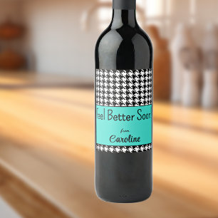 Étiquette Pour Bouteilles De Vin Texte Personnalisé, Bonne Chance ! Houndstooth tur