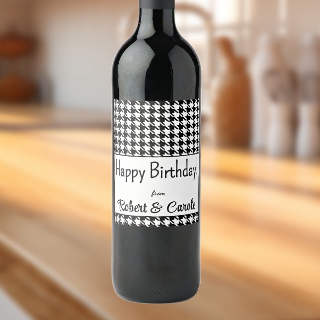 Étiquette Pour Bouteilles De Vin Texte Personnalisé, Joyeux Anniversaire Houndstoot (Créateur téléchargé)