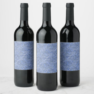 Étiquette Pour Bouteilles De Vin Textura rústica azul e efeito prateado
