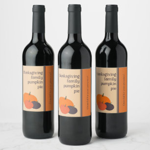 Étiquette Pour Bouteilles De Vin Thanksgiving Family Citrouille Pie