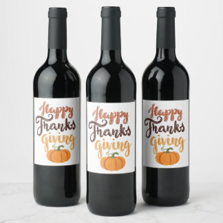 Étiquette Pour Bouteilles De Vin Thanksgiving Remercier écrire citrouille