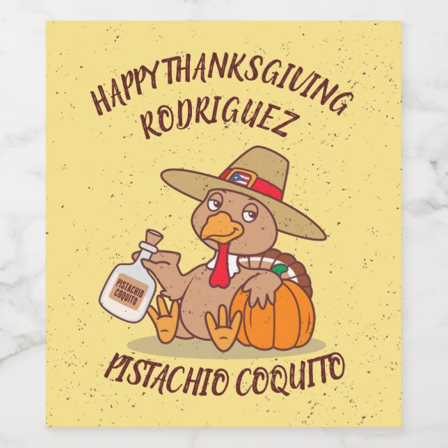 Étiquette Pour Bouteilles De Vin Thanksgiving Turkey Coquito (Étiquettes simples)